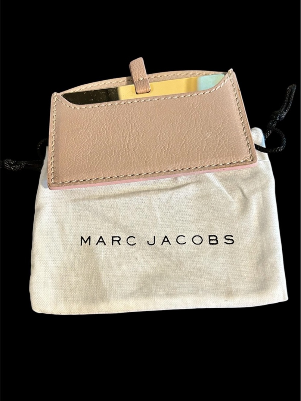 Marc Jacobs Light Pink Leather Card Sleeve with Gold Plate